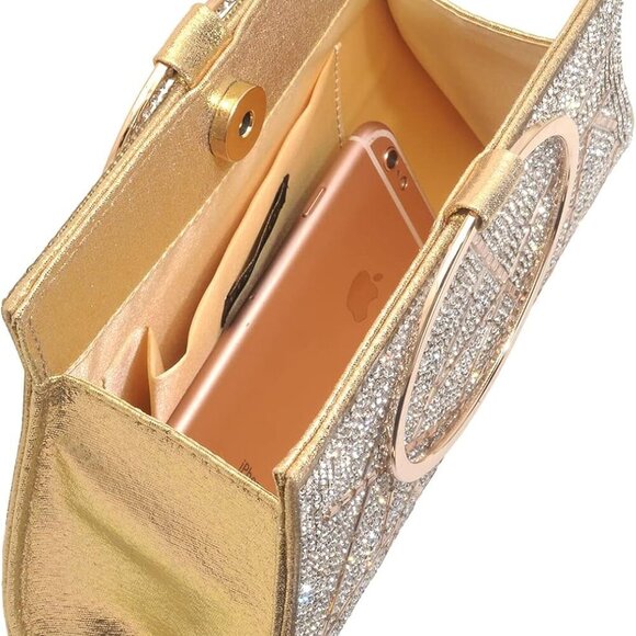 Crystal Clutch Purses Bride and Bridesmaid Handbag Elegant Wristlet Evening Bag - Picture 3 of 6